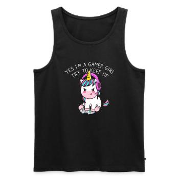 Oui, je suis une fille de joueur Essayez de garder Gamer - Débardeur bio Premium Homme - noir - Devant - Michal (187cm)