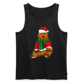 Ours brun en costume de Noël - Débardeur bio Premium Homme - noir - Devant - Michal (187cm)