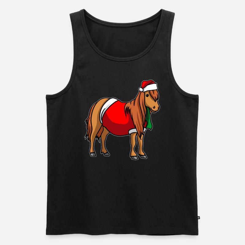 Poney avec pull de Noël - Débardeur bio Premium Homme - noir