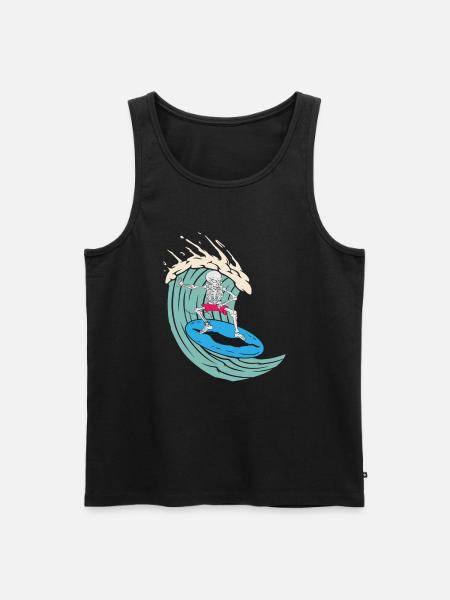 Surfendes Skelett - Männer Premium Bio Tank Top - Schwarz