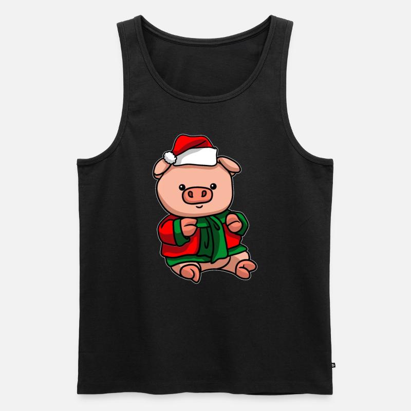 Cochon avec pull de Noël - Débardeur bio Premium Homme - noir