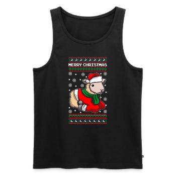 Sheep with Ugly Christmas Sweater - Men's Premium Organic Tank Top - black - Front - AI Model Male 178 light (178cm)