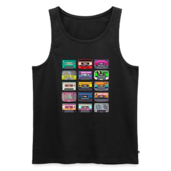 Kassette Mixtape 80er 90er Musik Kassette - Männer Premium Bio Tank Top - Schwarz - Vorne - Michal (187cm)