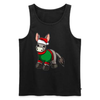 Donkey with Christmas hat Christmas costume - Men's Premium Organic Tank Top - black - Front - Michal (187cm)