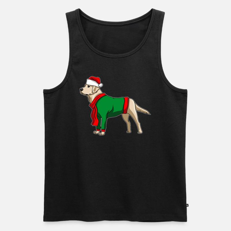 Labrador mit Weihnachtsmütze Weihnachtskostüm - Männer Premium Bio Tank Top - Schwarz