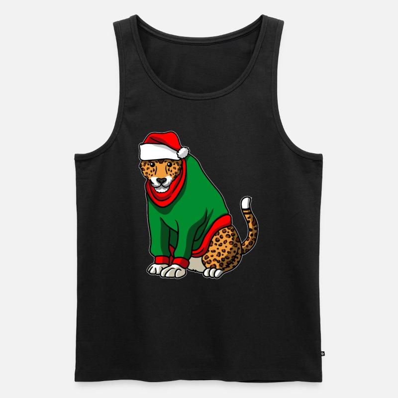 Léopard avec pull de Noël - Débardeur bio Premium Homme - noir