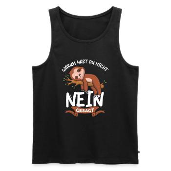 Warum Hast Du Nicht Nein Gesagt - Männer Premium Bio Tank Top - Schwarz - Vorne - Michal (187cm)