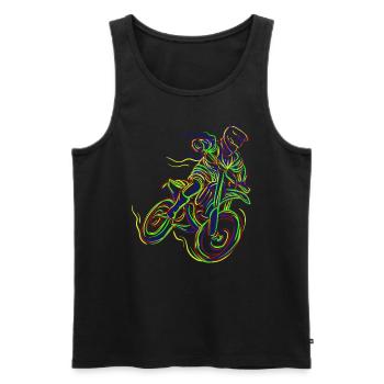 Motocross Line Art Dessin au trait à main levée - Débardeur bio Premium Homme - noir - Devant - Michal (187cm)