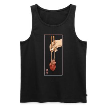 Esthétique Vaporwave Japonais Années 90 Japon Cœur Humain - Débardeur bio Premium Homme - noir - Devant - Michal (187cm)