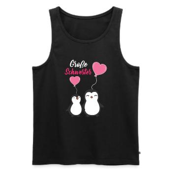 Große Schwester Pinguine Geschwister Regenbogen - Männer Premium Bio Tank Top - Schwarz - Vorne - AI Model Male 178 light (178cm)