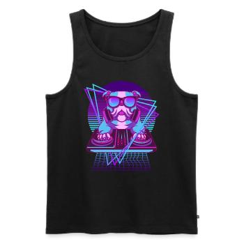 Vaporwave Bulldog DJ Desk English Bulldog - Men's Premium Organic Tank Top - black - Front - Michal (187cm)