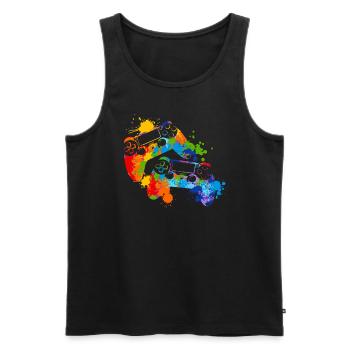 Splash Gamer Console Gaming - Men's Premium Organic Tank Top - black - Front - AI Model Male 178 light (178cm)