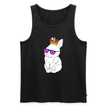 Hase Queen Elizabeth II Britische Krone - Männer Premium Bio Tank Top - Schwarz - Vorne - AI Model Male 178 light (178cm)