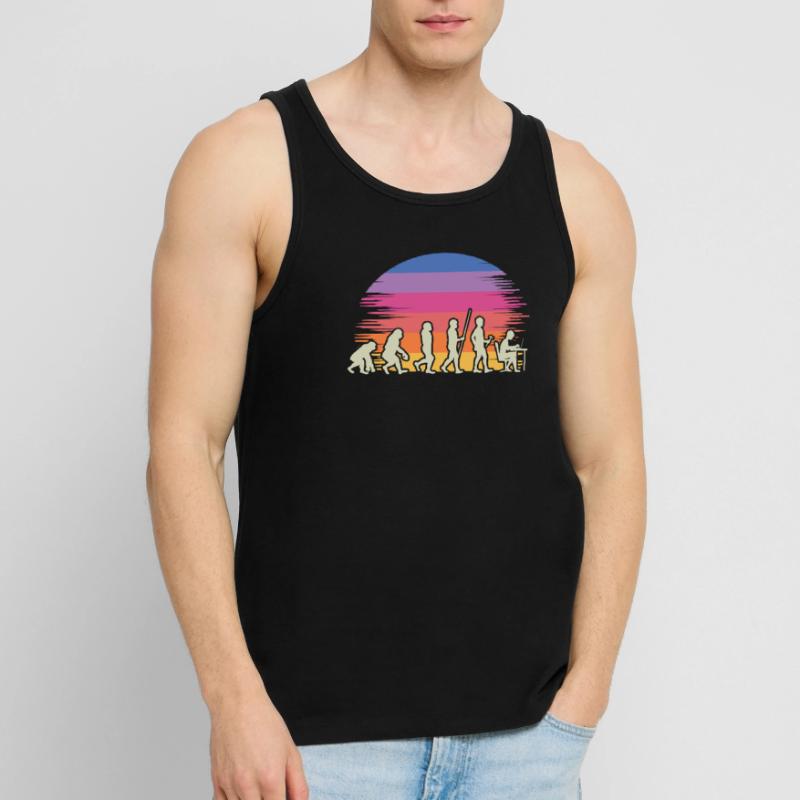Evolution Gamer mit Laptop PC Gaming Evolution Männer Premium Bio Tank Top