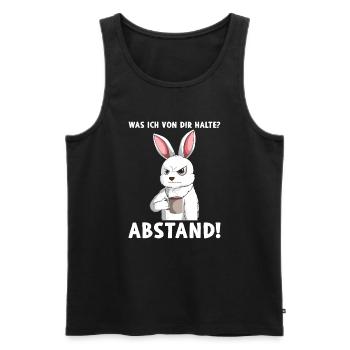 Was ich von dir halte Abstand - Männer Premium Bio Tank Top - Schwarz - Vorne - AI Model Male 178 light (178cm)