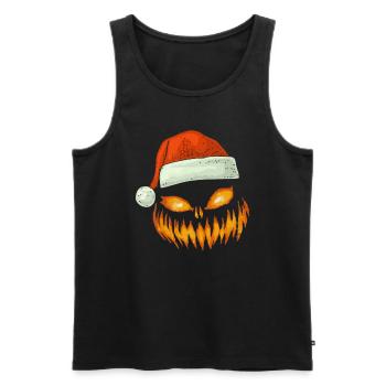 Pumpkin Face Santa Hat Halloween - Men's Premium Organic Tank Top - black - Front - AI Model Male 178 light (178cm)