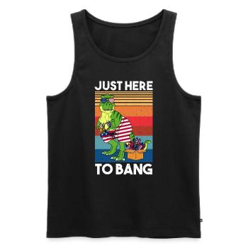 Juste ici pour frapper le feu d’artifice Dinosaure USA Drapeau - Débardeur bio Premium Homme - noir - Devant - Michal (187cm)