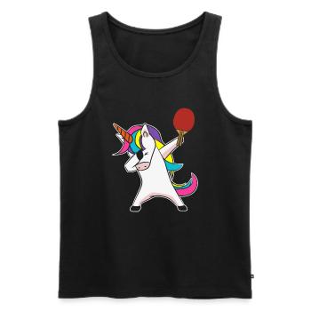 Dabbing Einhorn Tischtennis - Männer Premium Bio Tank Top - Schwarz - Vorne - Michal (187cm)