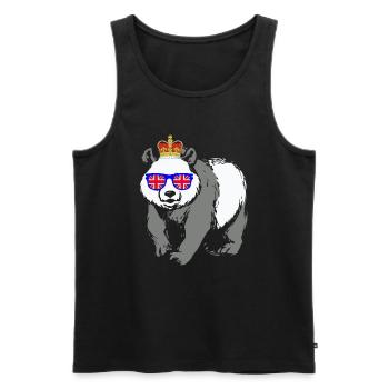 Panda portant la couronne de la reine d’Angleterre - Débardeur bio Premium Homme - noir - Devant - Michal (187cm)