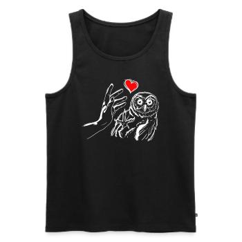 Cœur de hibou tenant la main de hibou - Débardeur bio Premium Homme - noir - Devant - Michal (187cm)