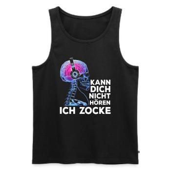 Kann Dich Nicht Hören Ich Zocke Gamer Skelett - Männer Premium Bio Tank Top - Schwarz - Vorne - Michal (187cm)