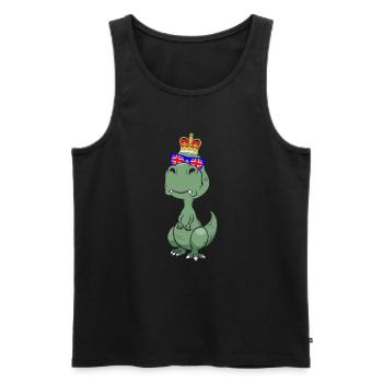 Dino Queen Elizabeth II British Crown T-Rex - Débardeur bio Premium Homme - noir - Devant - Michal (187cm)