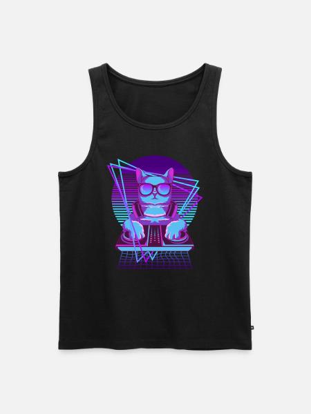 Vaporwave Katze DJ Pult Katze - Männer Premium Bio Tank Top - Schwarz