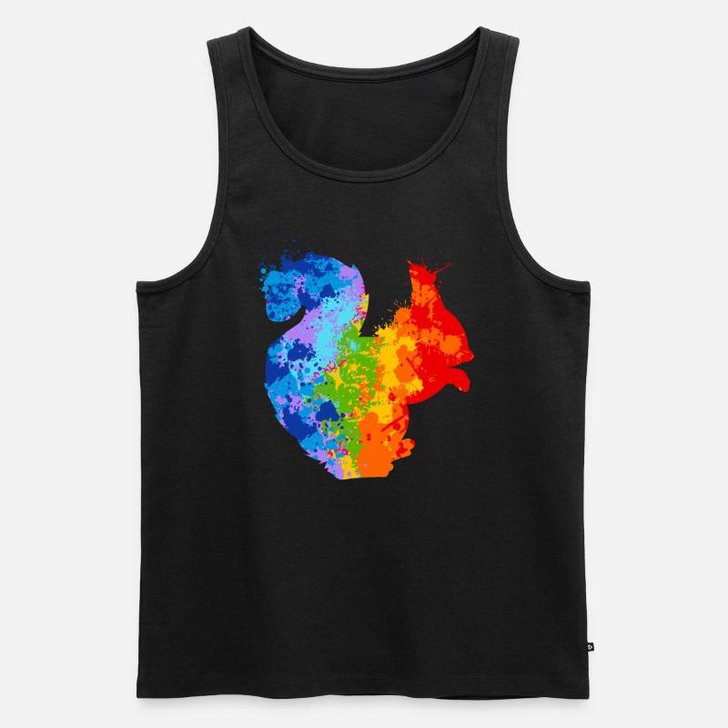 Farbspritzer Eichhörnchen Buntes Eichhörnchen - Männer Premium Bio Tank Top - Schwarz
