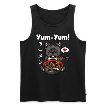 Yum Yum Japan Anime Ramen Noodle Bulldog - Men's Premium Organic Tank Top - black - Front - AI Model Male 178 light (178cm)