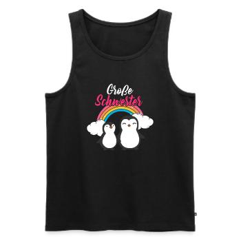 Große Schwester Pinguine Geschwister Regenbogen - Männer Premium Bio Tank Top - Schwarz - Vorne - AI Model Male 178 light (178cm)