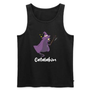 Cat Wizard - Men's Premium Organic Tank Top - black - Front - AI Model Male 178 light (178cm)