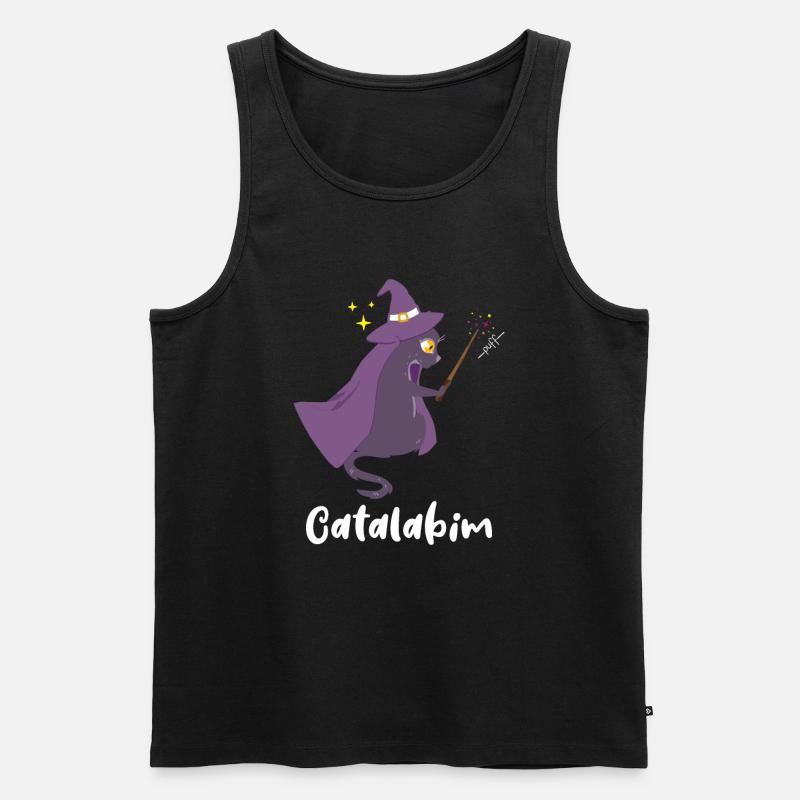 Katze Zauberer - Männer Premium Bio Tank Top - Schwarz