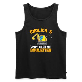 Endlich 6. Geburtstag Bagger Bauleiter - Männer Premium Bio Tank Top - Schwarz - Vorne - AI Model Male 178 light (178cm)