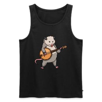 Opossum playing banjo Funny possum - Men's Premium Organic Tank Top - black - Front - Michal (187cm)