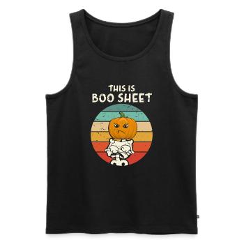 This Is Boo Sheet Kürbiskopf Halloween Kostüm - Männer Premium Bio Tank Top - Schwarz - Vorne - Michal (187cm)