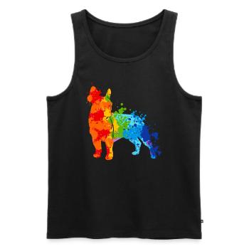 Éclaboussures de couleur colorées Français Bulldog - Débardeur bio Premium Homme - noir - Devant - AI Model Male 178 light (178cm)
