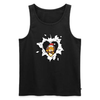 Lion with Christmas hat looks torn - Men's Premium Organic Tank Top - black - Front - Michal (187cm)