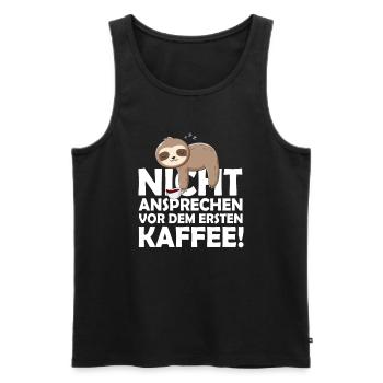 Faultier Nicht Ansprechen Vor Dem Ersten Kaffee - Männer Premium Bio Tank Top - Schwarz - Vorne - AI Model Male 178 light (178cm)