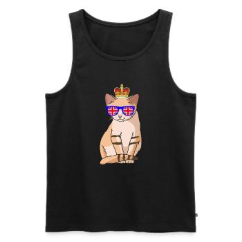 Cute Cat Queen Elizabeth II British Crown - Men's Premium Organic Tank Top - black - Front - AI Model Male 178 light (178cm)