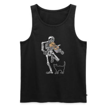Skeleton Violin Cat - Men's Premium Organic Tank Top - black - Front - AI Model Male 178 light (178cm)