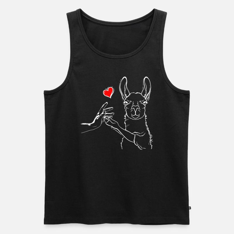 Lama Liebe High Five - Männer Premium Bio Tank Top - Schwarz