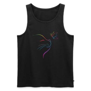 Cat Line Art With Butterfly Cat - Men's Premium Organic Tank Top - black - Front - Michal (187cm)