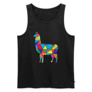 Lama poly bas Lama Géométrie Polygone Lama - Débardeur bio Premium Homme - noir - Devant - Michal (187cm)