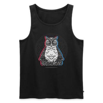 Yoga Hibou Hiboux Yoga - Débardeur bio Premium Homme - noir - Devant - Michal (187cm)