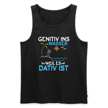 Genitiv ins Wasser weil es Dativ ist - Männer Premium Bio Tank Top - Schwarz - Vorne - AI Model Male 178 light (178cm)