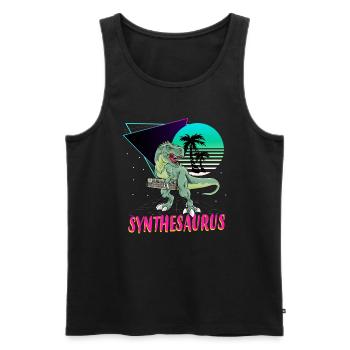 Synthesaurus T-Rex Electronic Synthesizer - Männer Premium Bio Tank Top - Schwarz - Vorne - AI Model Male 178 light (178cm)