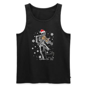 Skelett spielt Violine Katze Weihnachtsmütze - Männer Premium Bio Tank Top - Schwarz - Vorne - AI Model Male 178 light (178cm)