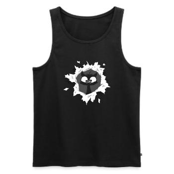 Katze guckt aus Loch - Männer Premium Bio Tank Top - Schwarz - Vorne - AI Model Male 178 light (178cm)