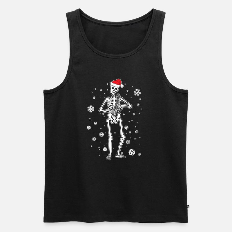 Skeleton Saxophone - Männer Premium Bio Tank Top - Schwarz