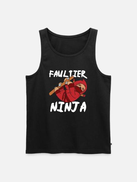 Faultier Ninja - Männer Premium Bio Tank Top - Schwarz